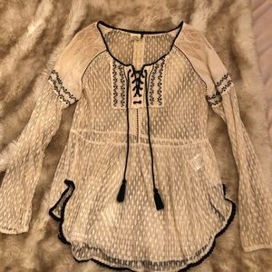 Anthropologie sheer lace boho top
